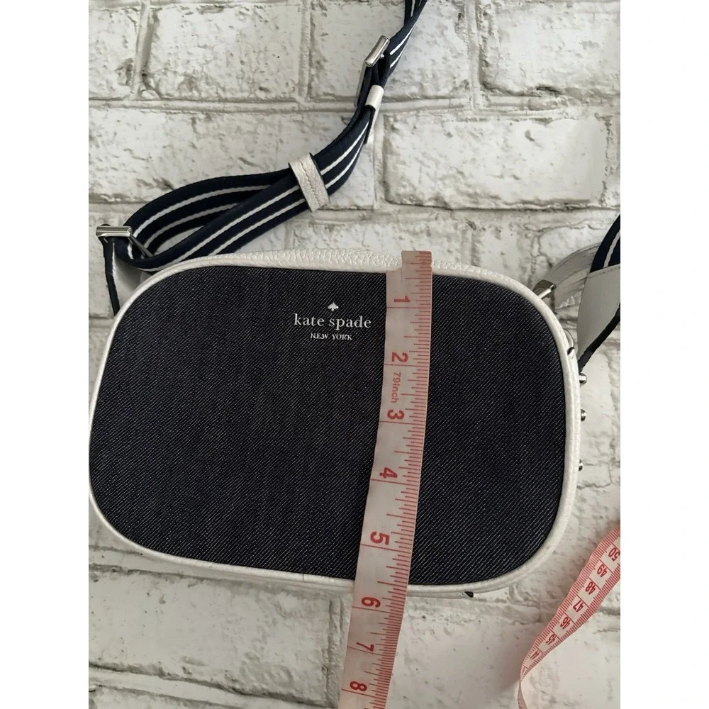 Kate Spade Kourtney‎ Blue Denim White Leather Camera Bag Crossbody Bag